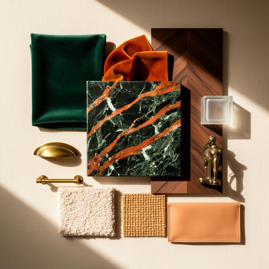 Art Deco materials and finishes moodboard