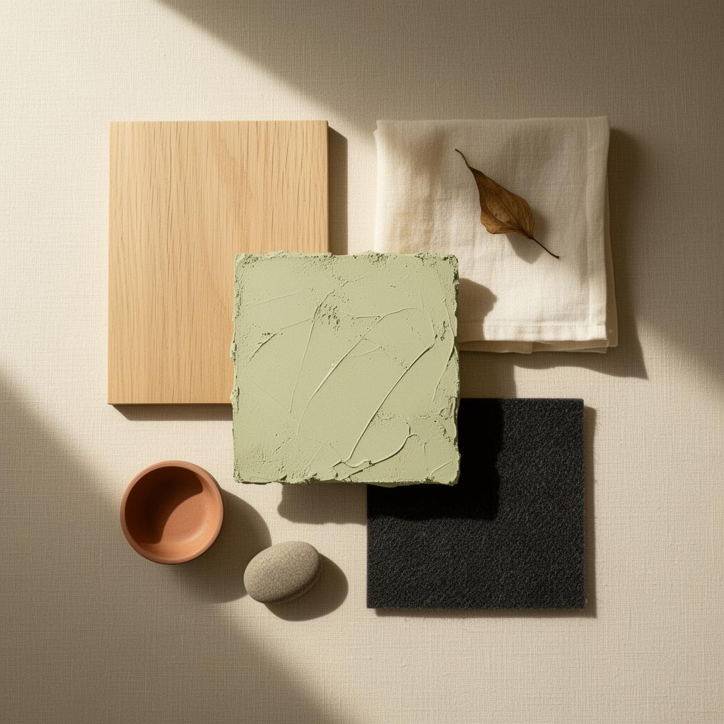 Minimalist materials and finishes moodboard