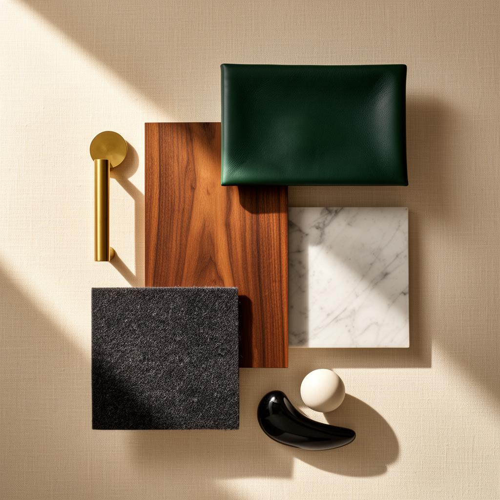 Modernist materials and finishes moodboard